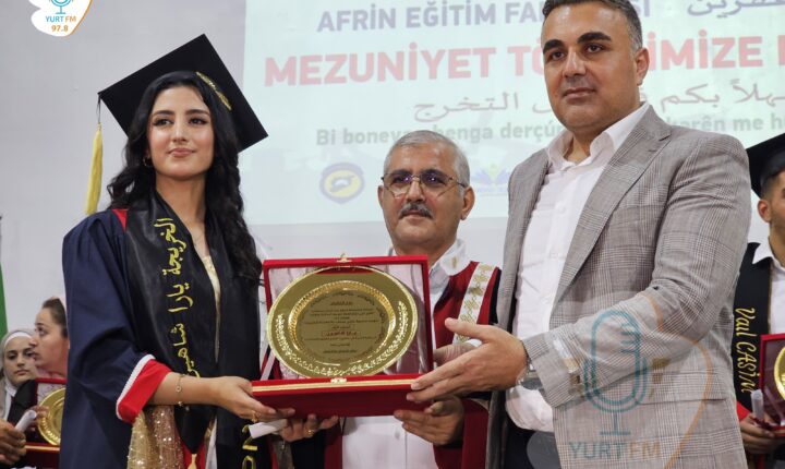 Bugün Afrin’de Gaziantep Üniversitesi’nin 123 öğrencisi, dört yıllık emeklerinin karşılığını alarak mezuniyet coşkusunu yaşadı. Törene yetkililer ve aileler yoğun katılım gösterdi.