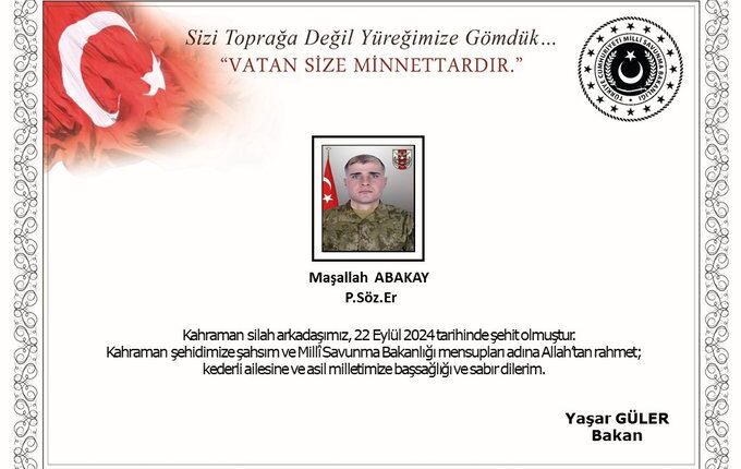 Pençe-Kilit operasyonu bölgesinde bir asker şehit oldu