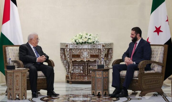 Suriye Cumhurbaşkanı Şara ile Filistin Devlet Başkanı Abbas Şam’da görüştü