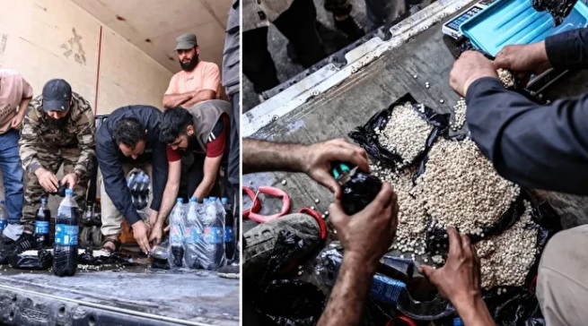 Suriye’nin güneyindeki Dera ilinde gazlı içecek kolilerine saklanmış 1 milyon uyuşturucu hap ele geçirildi.