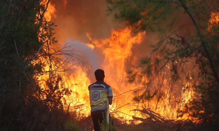 Suriye’nin Lazkiye ilindeki orman yangınında 3 itfaiye görevlisi yaralandı