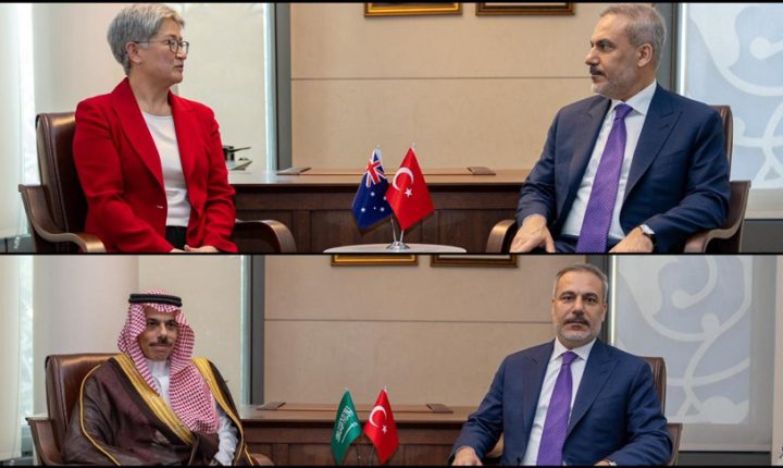 Türkiye Cumhuriyeti Dışişleri Bakanı Fidan, Suudi Arabistan Dışişleri Bakanı Ferhan ve Avustralya Dışişleri Bakanı Wong ile görüştü