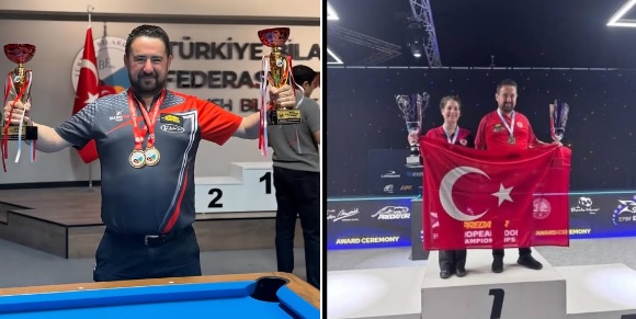 🇹🇷🥇🎱 Hollanda’da düzenlenen Avrupa Pool Bilardo Şampiyonası’nda milli sporcumuz Ferdi Özdemir, hem 9 Top hem,de 10 Top disiplinlerinde altın madalya kazandı!💪