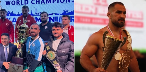 Altın kemer ve madalyalar Türk pehlivanların.