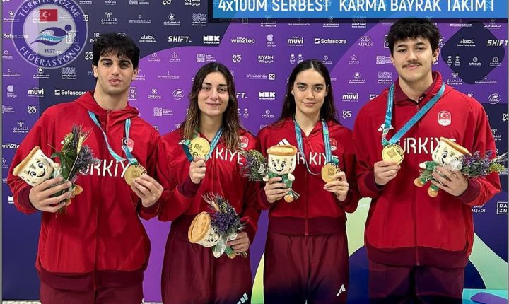 Suudi Arabistan’ın başkenti Riyad’da düzenlenen İslami Dayanışma Oyunları’nda Ahmet Mete BOYLU, Demir ÖZDEMİR, Nehir TOKER ve Gizem GÜVENÇ’ten oluşan 4x100m Serbest Karma Bayrak Takımı Finaldeki 3:38.15’lik derece ile 1.olarak Altın Madalya kazandılar. Sporcularımızı ve antrenörleri tebrik ederiz.