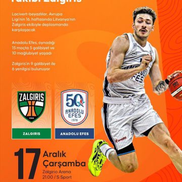 🇹🇷🏀 Temsilcimiz Anadolu Efes, EuroLeague’nin 16. haftasında 🇱🇹 Zalgiris’e konuk olacak.