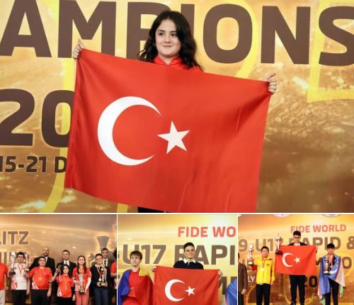 ♟️ Sporcularımız, FIDE Dünya 9–17 Yaş Altı Hızlı ve Yıldırım Satranç Şampiyonası’nda 4’ü altın olmak üzere toplam 8 madalya kazandı. 🇹🇷👏