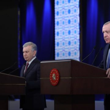 Türkiye Cumhuriyeti Cumhurbaşkanı Erdoğan, Özbekistan Cumhurbaşkanı Mirziyoyev ile ortak basın toplantısında konuştu