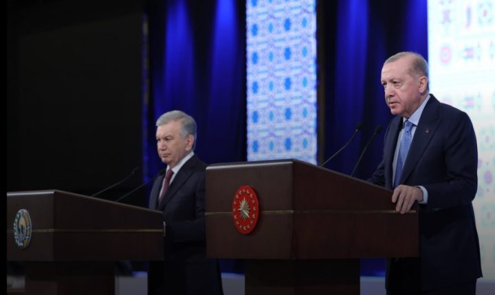Türkiye Cumhuriyeti Cumhurbaşkanı Erdoğan, Özbekistan Cumhurbaşkanı Mirziyoyev ile ortak basın toplantısında konuştu