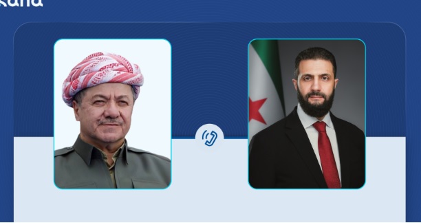 Suriye Cumhurbaşkanı Şara, Kürdistan Demokrat Partisi Başkanı Barzani ile Telefonda Görüştü