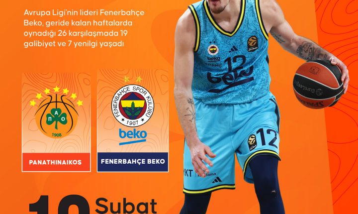 🏀 Temsilcimiz 🇹🇷Fenerbahçe Beko, Avrupa Ligi’nde Panathinaikos’a konuk olacak.