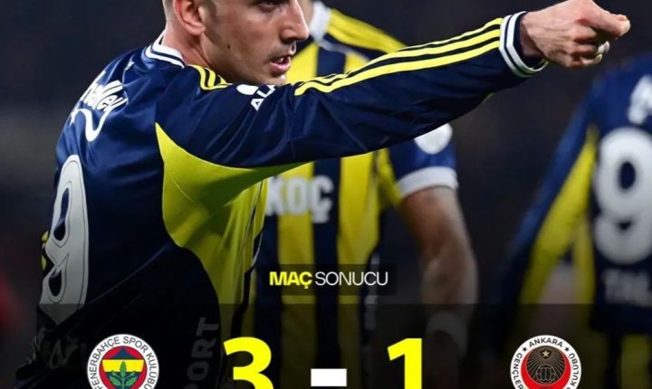 Süper Lig’de Fenerbahçe sahasında N. D.Gençlerbirliği’ni 3-1 mağlup etti.