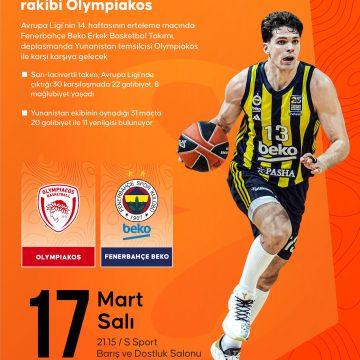🏀 Temsilcimiz 🇹🇷Fenerbahçe Beko, EuroLeague’in 14. hafta erteleme maçında deplasmanda 🇬🇷Olympiakos ile karşı karşıya gelecek.