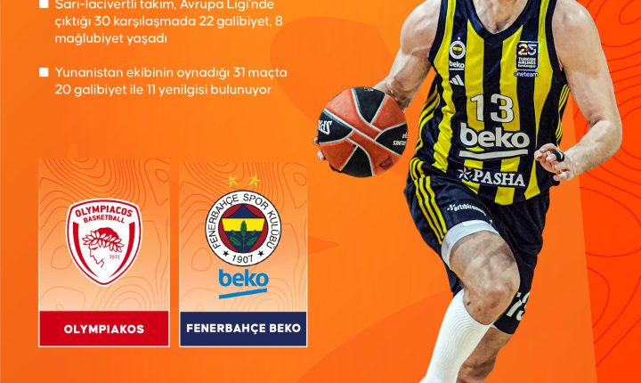 🏀 Temsilcimiz 🇹🇷Fenerbahçe Beko, EuroLeague’in 14. hafta erteleme maçında deplasmanda 🇬🇷Olympiakos ile karşı karşıya gelecek.