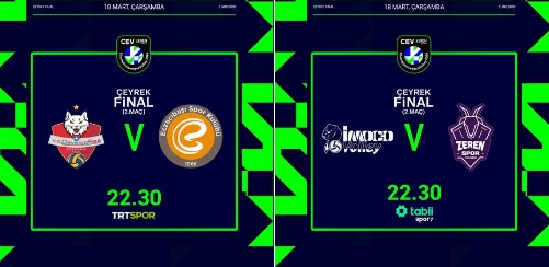 🏐 Temsilcilerimiz, CEV Zeren Group Şampiyonlar Ligi çeyrek final rövanş maçlarında sahne alacak; heyecan TRT’de yaşanacak.
