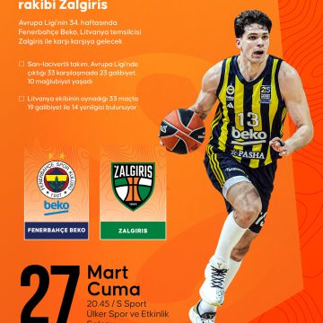 🏀 Temsilcimiz 🇹🇷Fenerbahçe Beko, EuroLeague’in 34. haftasında yarın 🇱🇹Zalgiris’i konuk edecek.