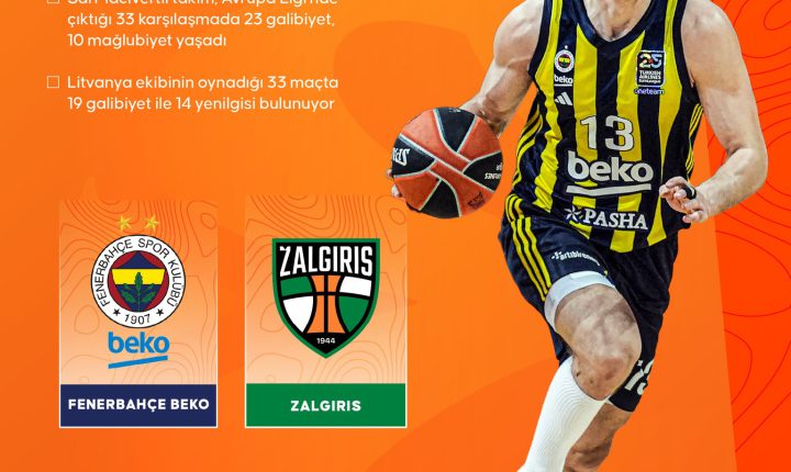 🏀 Temsilcimiz 🇹🇷Fenerbahçe Beko, EuroLeague’in 34. haftasında yarın 🇱🇹Zalgiris’i konuk edecek.