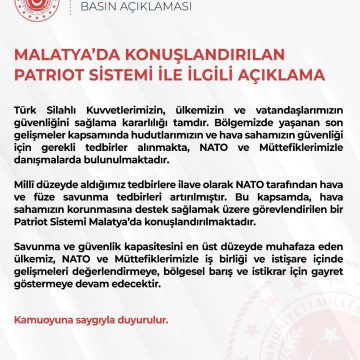 Malatya’ya Patriot Hava Savunma Sistemi Konuşlandırıldı