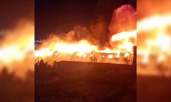 Irak’ın Erbil kentinde İHA’nın isabet ettiği bölgede büyük bir yangın çıktı