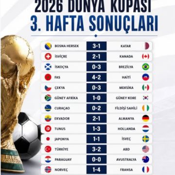 2026 Dünya Kupasında Oynanan 3.hafta maçlarının sonuçları